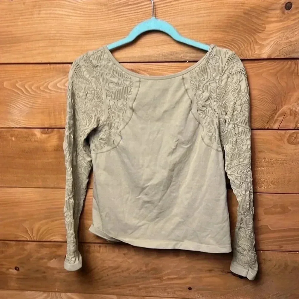 ANTHROPOLOGIE Women’s Lg Moss GREEN Seamless BOAT NECK SHIRT LONG SLEEVES casual